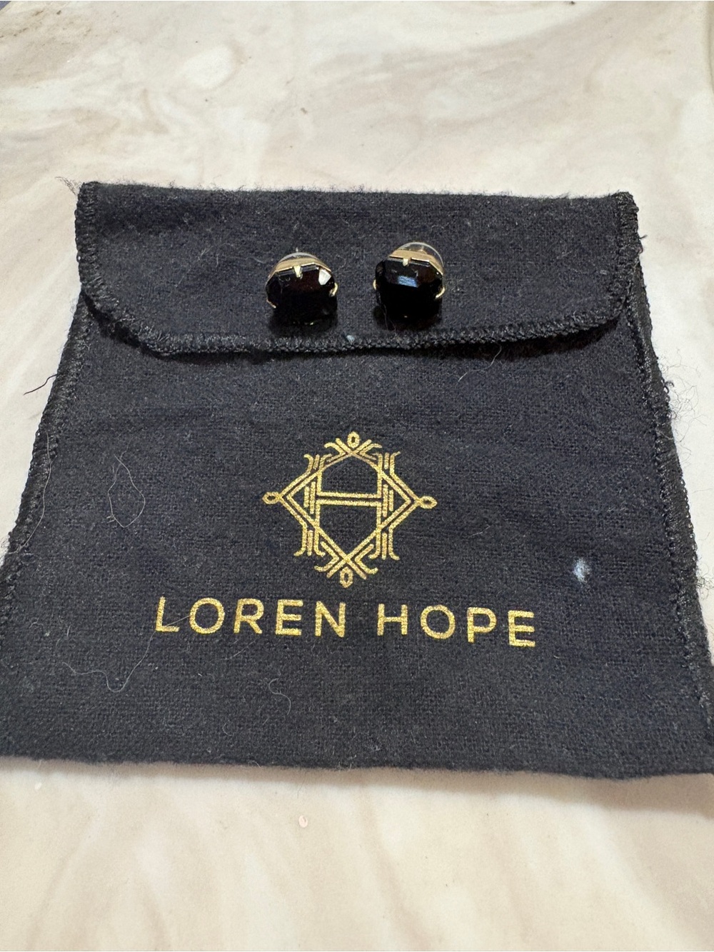 Loren Hope Gold-Tone Black Stud Earrings